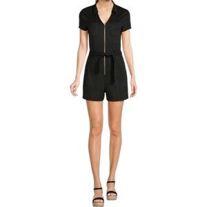 New No Boundaries Black Gold Shorts Utility Jumpsuit Romper vacation resortwear